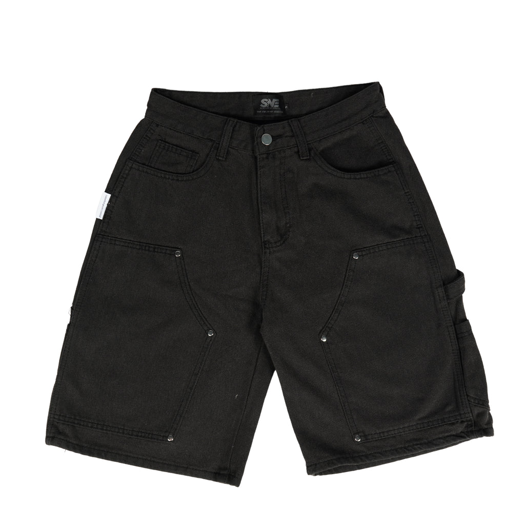Washed Black Double Knee Jorts