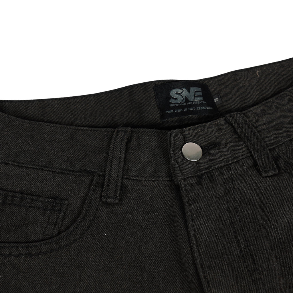 Washed Black Double Knee Jorts