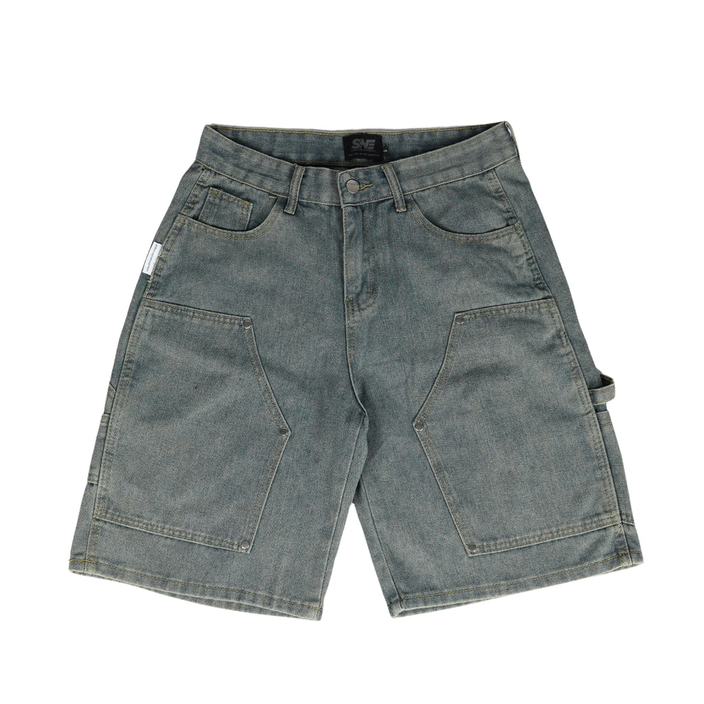 Washed Blue Double Knee Jorts
