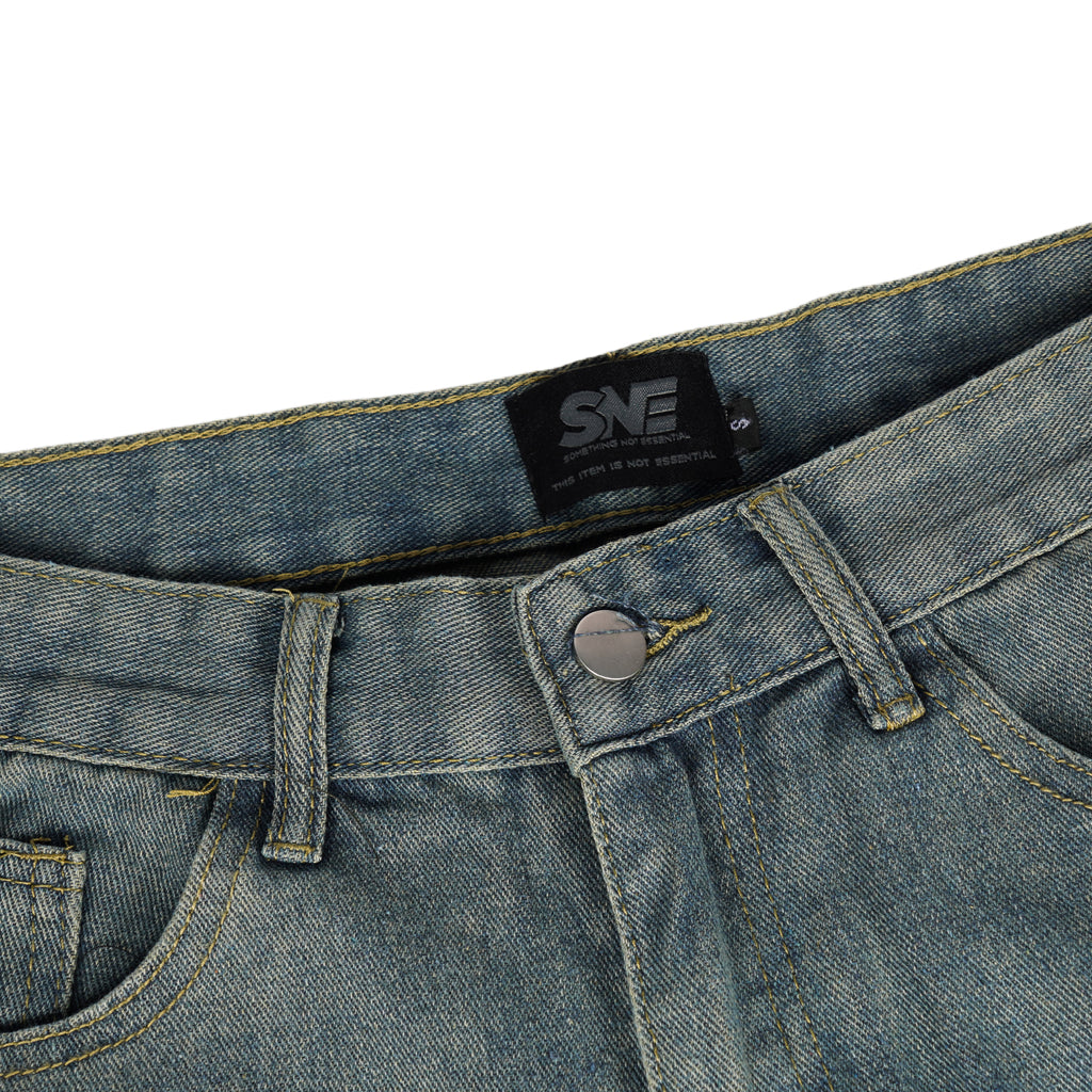 Washed Blue Double Knee Jorts