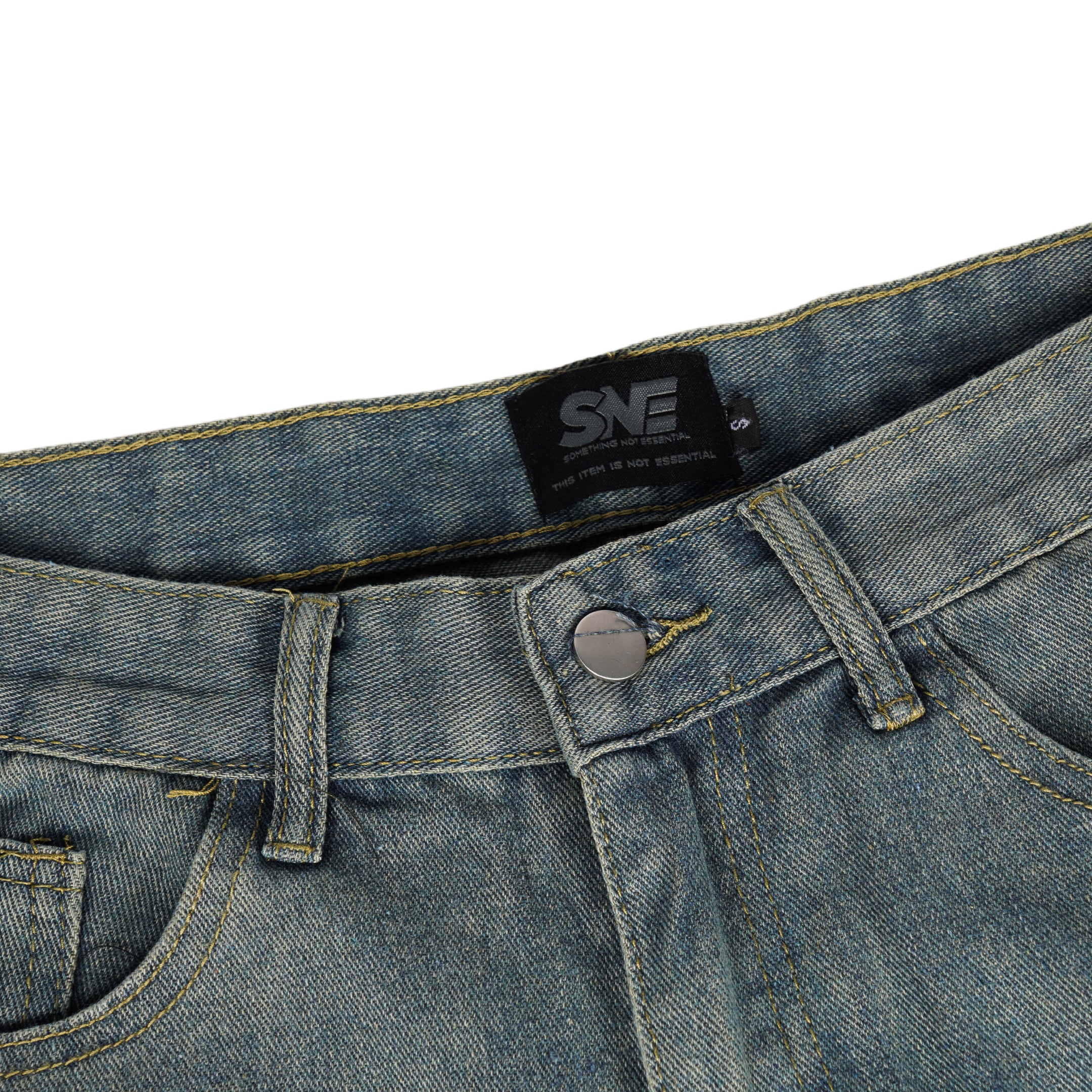 Washed Blue Double Knee Jorts