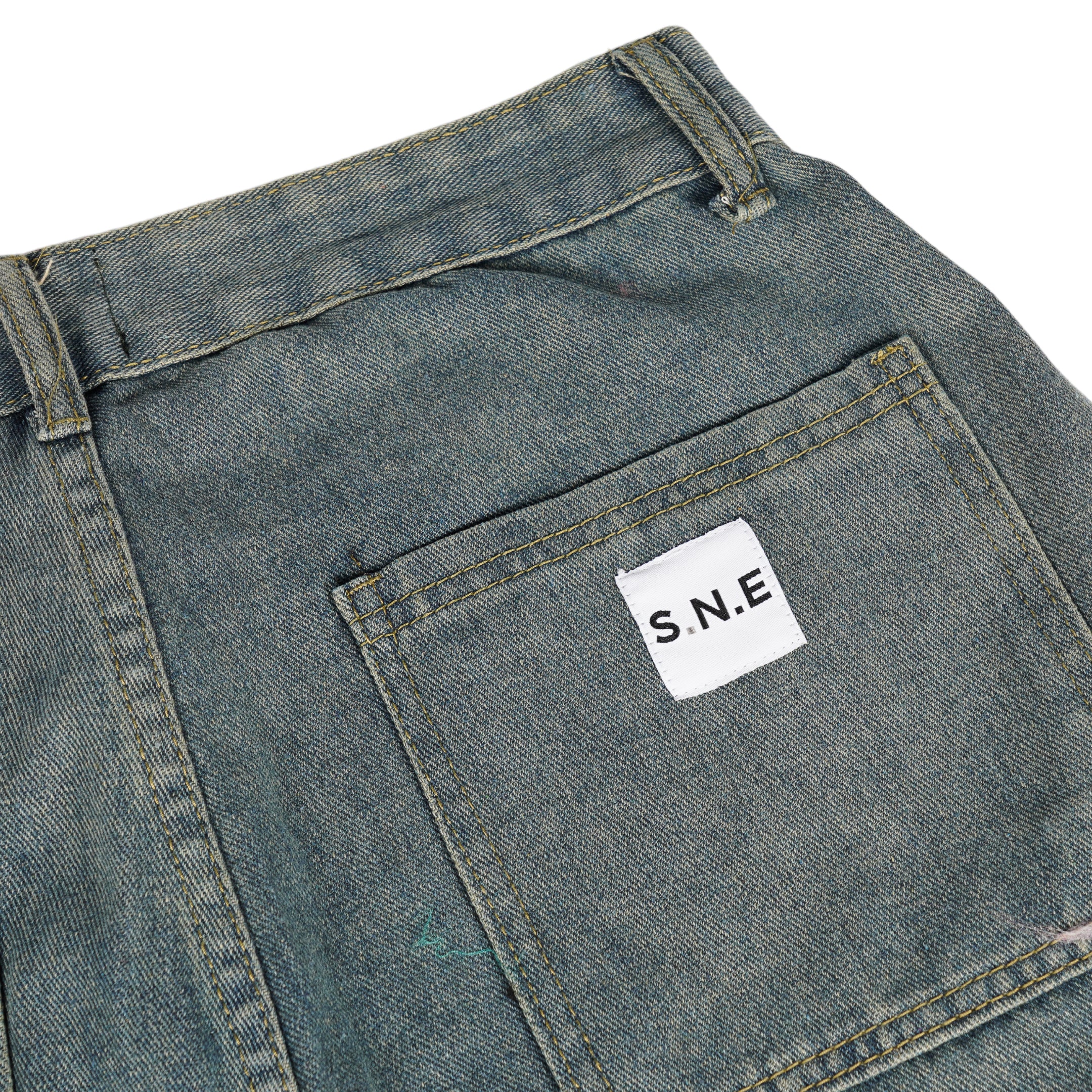 Washed Blue Double Knee Jorts