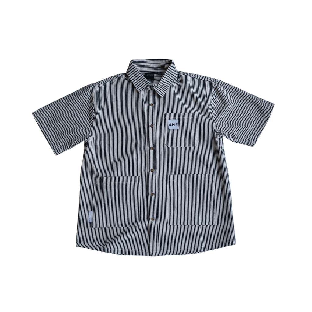 Short Sleeve Denim Shirt 'White'