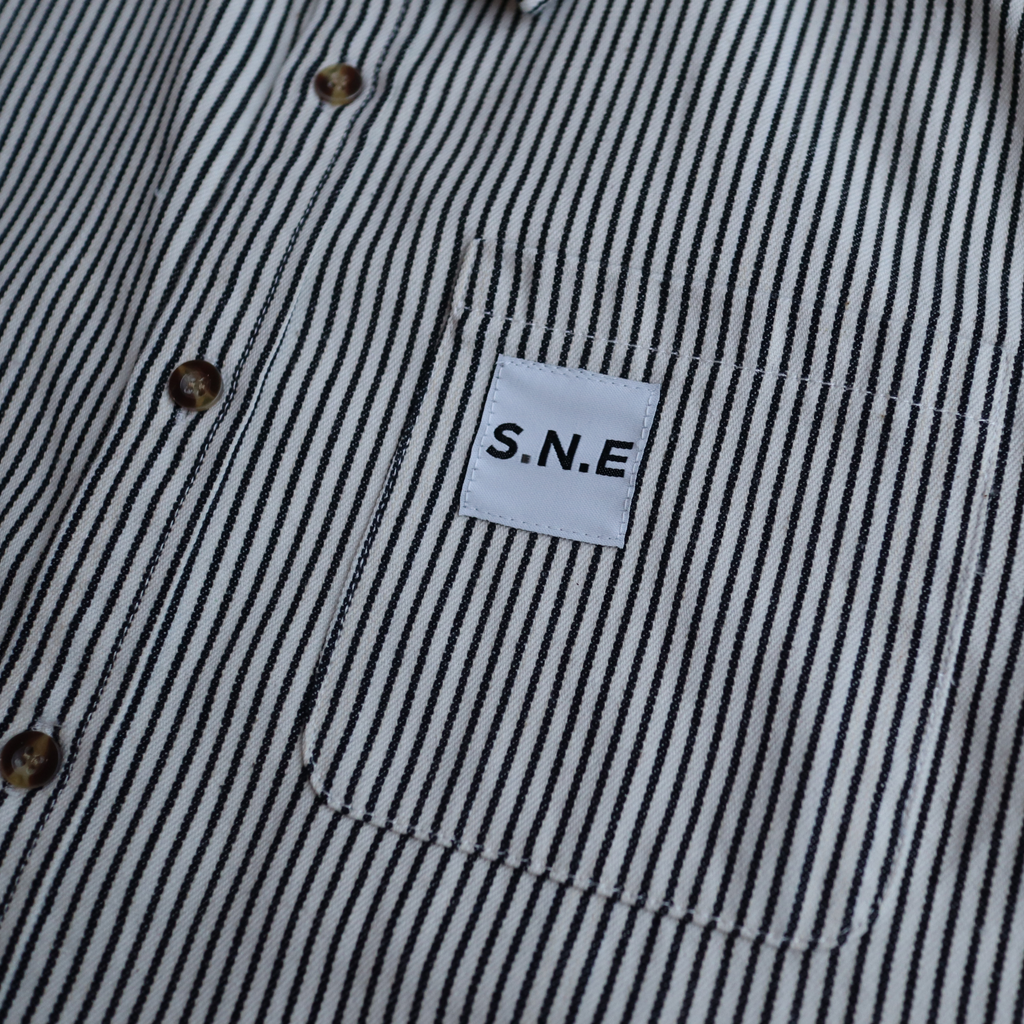 Short Sleeve Denim Shirt 'White'