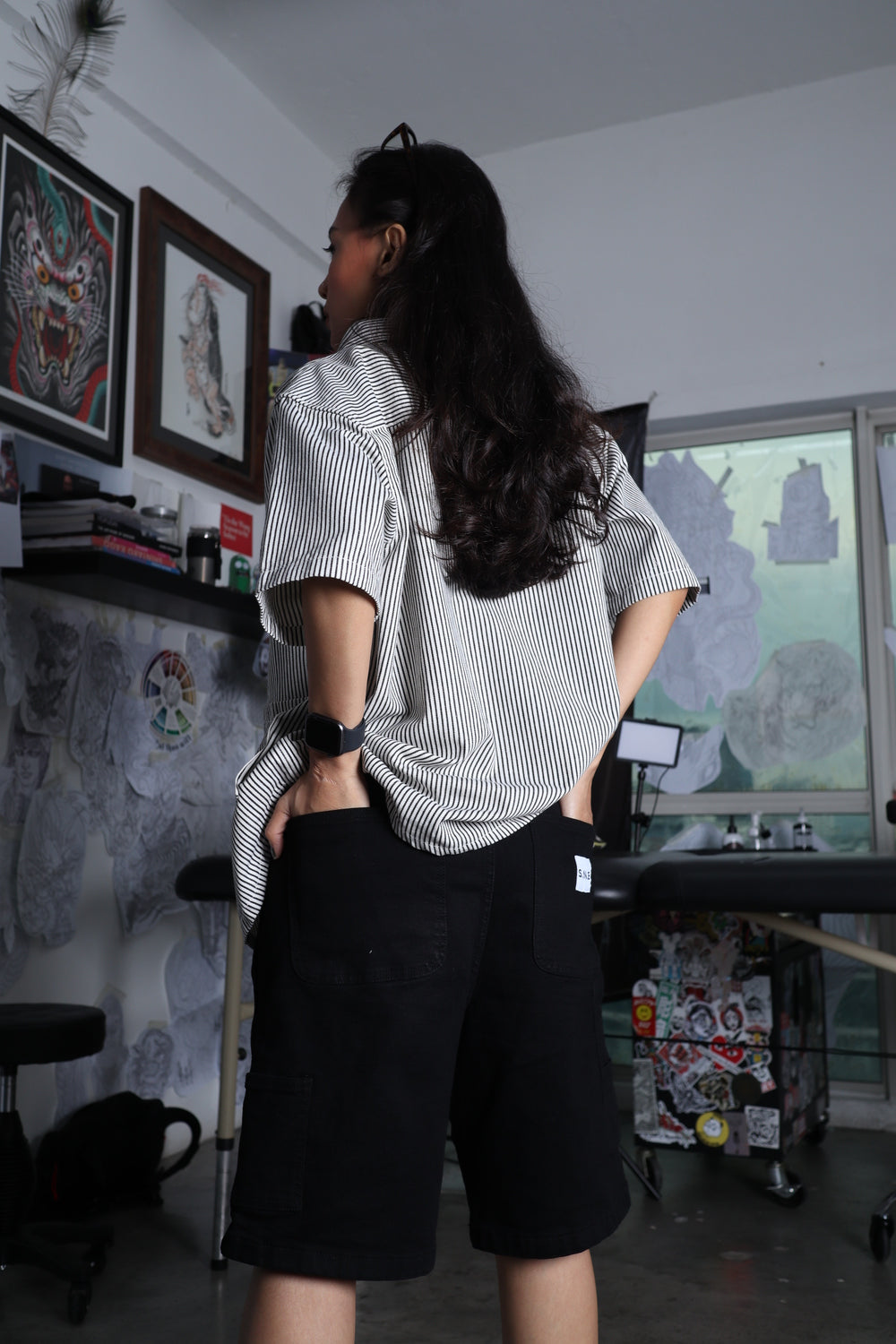 Short Sleeve Denim Shirt 'White'