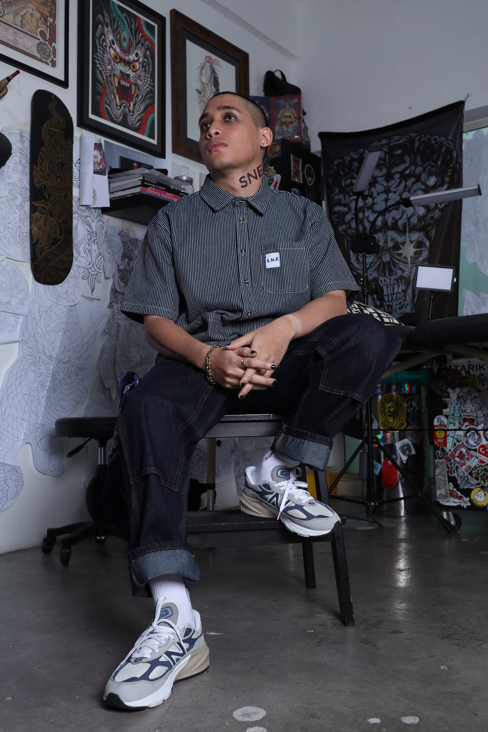 Short Sleeve Denim Shirt 'Blue'