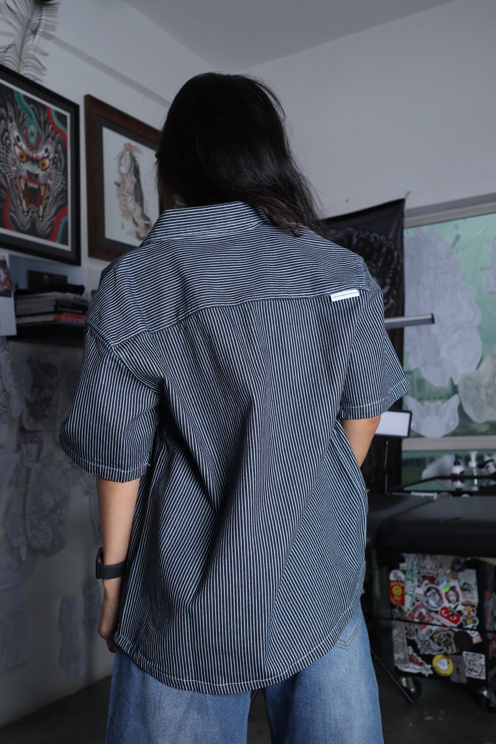 Short Sleeve Denim Shirt 'Blue'
