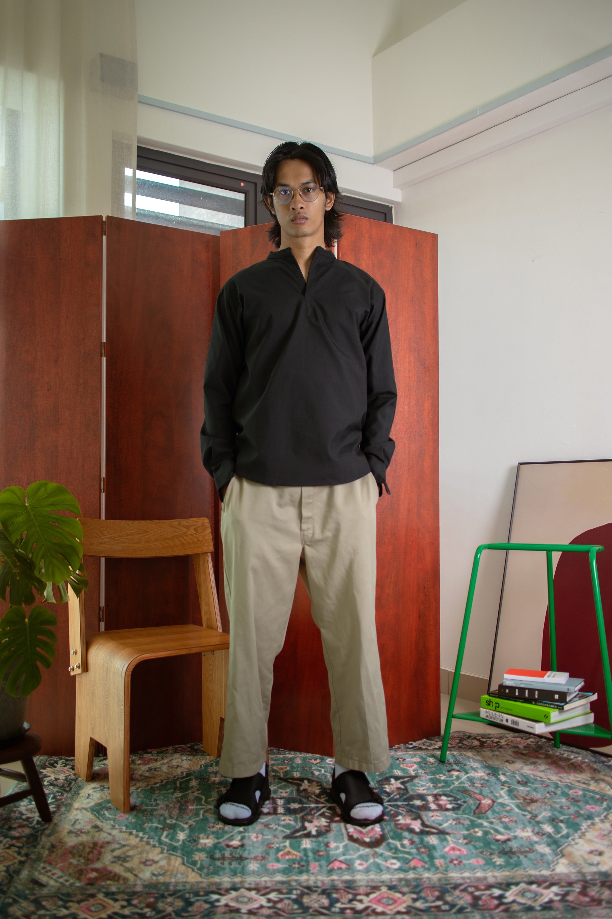 Kurta Shirt 'Graphite Black'