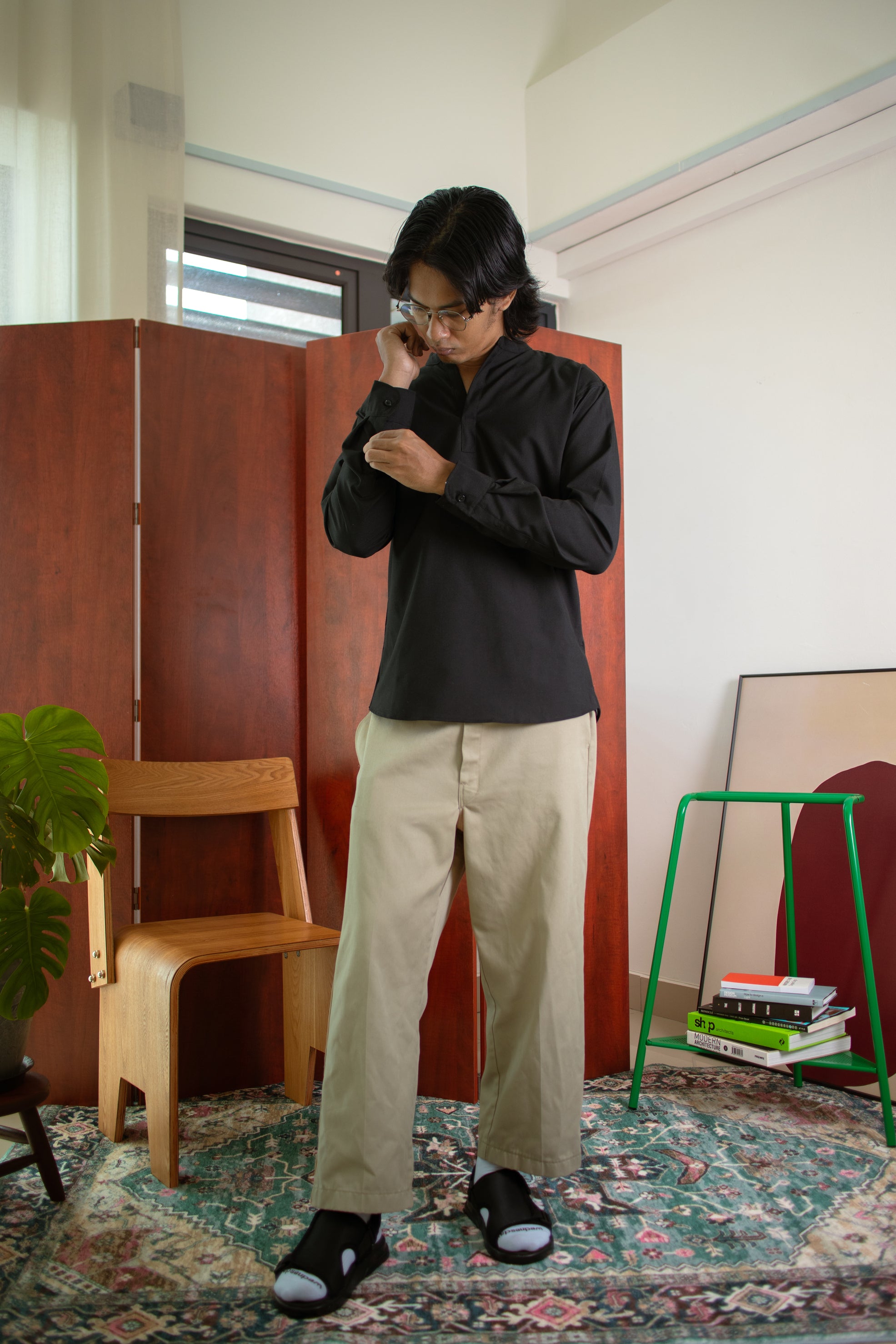 Kurta Shirt 'Graphite Black'
