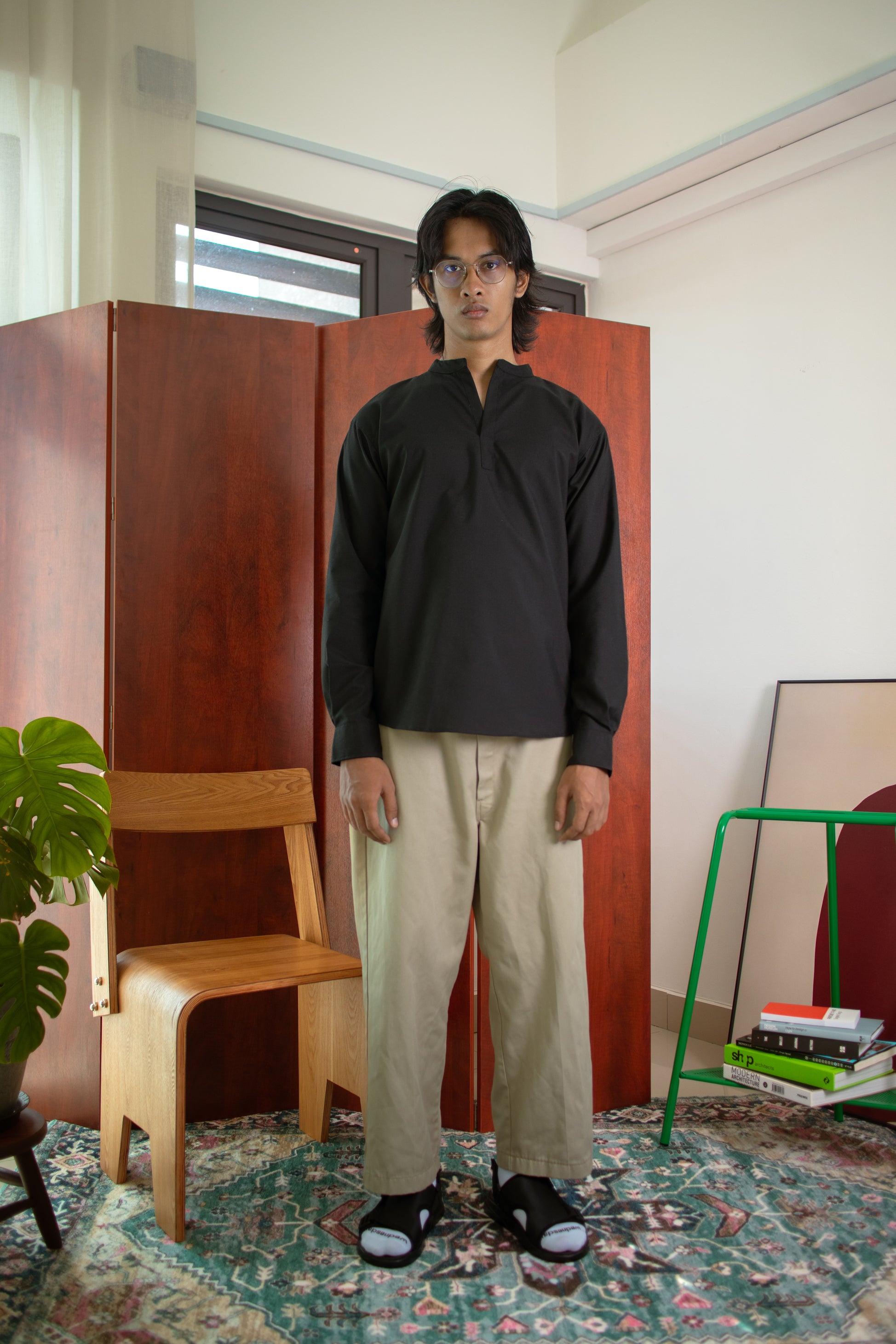 Kurta Shirt 'Graphite Black'