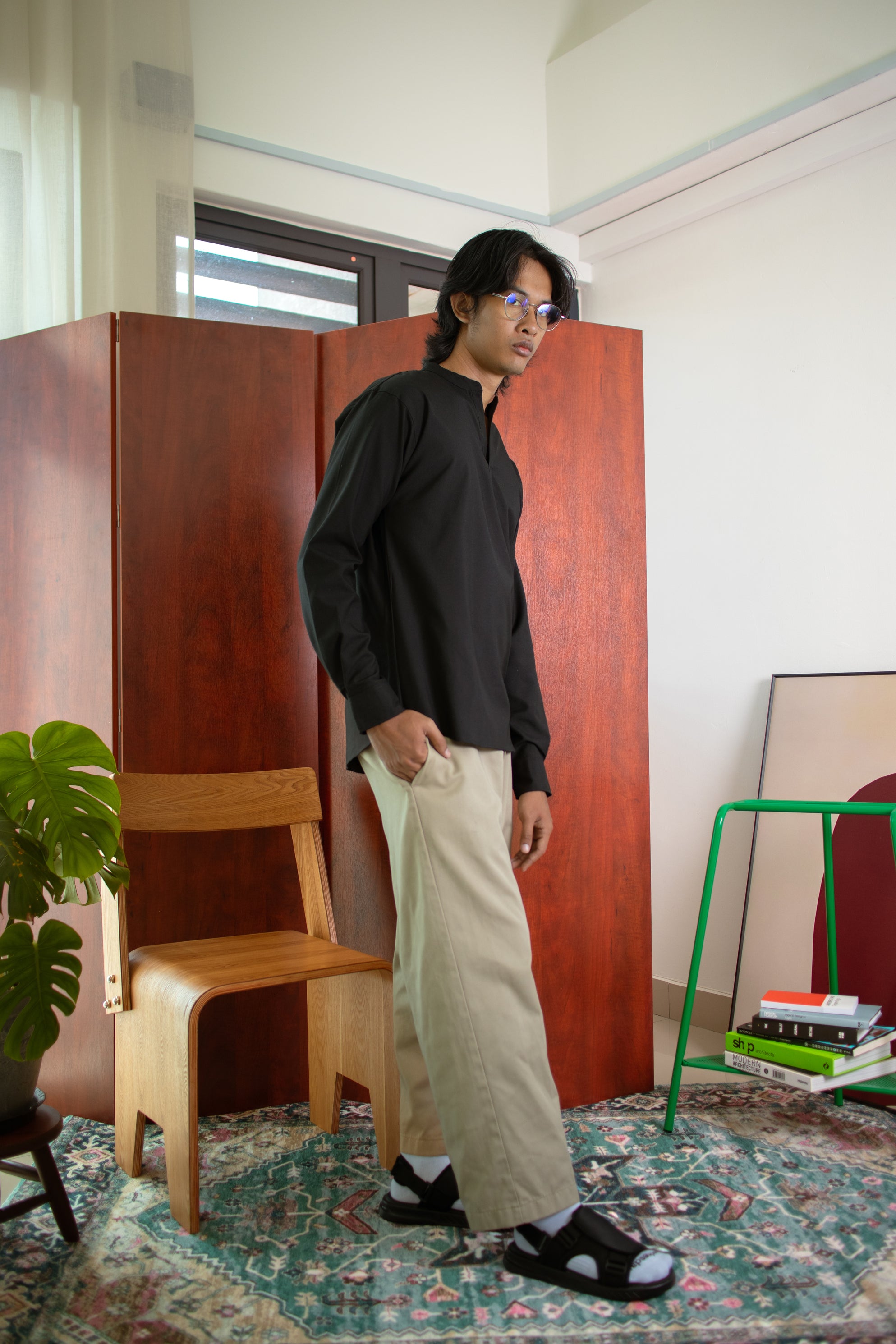 Kurta Shirt 'Graphite Black'